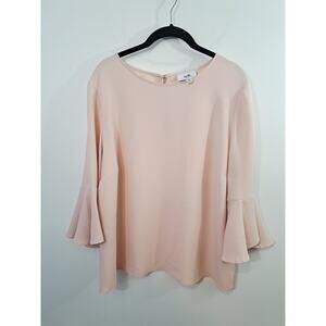 Wallis Women's Blush Pink Bell Sleeve Blouse Top Size 14 Boxy Fit